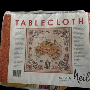 Vintage/NEW High Quality Linen AUSTRALIA MAP Souvenir Neil TABLECLOTH Down Under